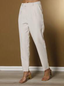 Tailored Set Elegant Set Set Of Palazzo Pants And Blouse - 米色 - 查看 5