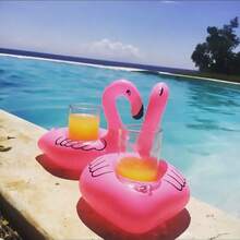 3/6pcs Drink Float Inflatable Cup Holders, Pool Parties, Pool Decor, Flamingo Design Pool Cup Holders, Ideal Drink Holders For Summer Fun, Poolside Parties And Relaxation - Hot Pink - View 7