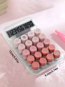 1 件多巴胺透明渐变色机械键盘计算器，卡通图案，4 种颜色可选，10 位大显示屏电子计算器，适用于办公室、学校、银行使用（不含电池）、学校用品、返校