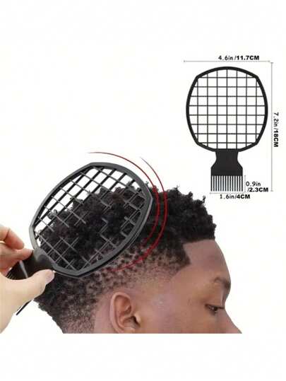 1pc Twist Comb, Black Perm Hair Comb For Men's Curly Hair, Twist Dreadlocks Hip Hop Comb, Solid Color Casual ABS Plastic ,Barber, Men Accessories, Accessories For Man, Head Accessories For Men