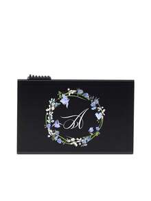 1pc A-Z Letters Print Credit Card Holder Wallet Women RFID Blocking Thin Slim Automatic Pop-Up Card Holder Metal Aluminum AlloyMinimalist Wallet Small Purse Metal Wallet Rfid Anti-Theft ID Credit Card Holder Minimalist Carte Aluminium Metal Wallets Pocket Case Bank Women Men Cardholder Box - Black - View 5