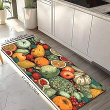 1pc/3pcs Summer Cartoon Fruit & Vegetable Print Decorative Floor Mat, Fresh Anti-Fatigue Soft Non-Slip Absorbent Washable Kitchen Rug, Rectangular Low Pile Home Decor Carpet, Suitable For Bathroom, Bedroom, Kitchen, Laundry Room - Multicolor - View 4