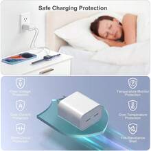 Juego de cargador rápido de 33W con 2 puertos, adaptador de pared USB-C y cable de carga rápida de Tipo C a Lightning de 3.3Ft/100cm, compatible con iPhone 14 13 12 11 y Series, kit de adaptador de carga adecuado para viajes, oficina, dormitorio y hogar de múltiples puertos - Tipo de Enchufe A USA (110-127V) - Ver 7