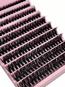 200pcs D Curl DIY Eyelash Cluster,40DCluster Eyelashes, 0.07mm D Curl 8-16mm Mixed Natural Eyelash Extensions, Suitable For Beginners At Home200pcs Extra Thick False Eyelashes,Large Capacity - D - 查看 4