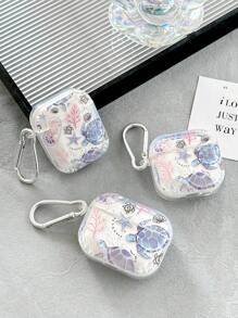 Turtle, Shell, Coral Earphone Case, Ocean Themed Transparent Earphone Case With 1 Earphone Case Buckle, Compatible With AirPods Pro (2nd Generation), AirPods 3, AirPods Pro, AirPods 1/2, AirPods 4