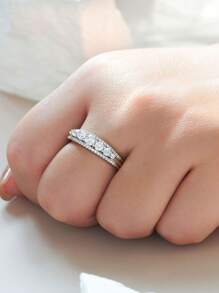 AIHUASI 1 peça Elegante Anel de Casamento de Diamante de Moissanite de Prata Esterlina 925 para Mulheres Corte Redondo de 1,0 mm com Peso Total de 0,94 Quilates, Brilhante Cor D-VVS1 Moissanite, Anel de Noivado Diário, Presente de Joias Finas para Ela