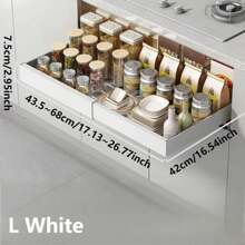 1pc Pull Out Shelf Rack, Kitchen Cabinet Under Sink Adjustable Spice Jars Drawer Basket Organizer, Kitchen Storage Utensils, Room Decoration, Suitable For Kitchen, Restaurant, Party, Camping, Outdoor, Gathering, Gift For Friends, Family Gift