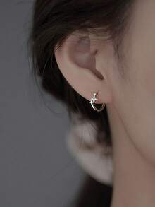 时尚 1 件 925 纯银星形耳扣高级闪亮设计适合女性女孩珠宝礼物