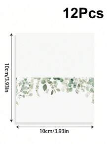 24pcs Floral Pink & Green Themed Foldable Wedding Place Cards, Suitable For Wedding Reception, Party, Birthday, Can Be Written On