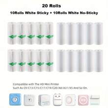 Mini Printer Paper, 57 X 25 Mm Non-Adhesive Printable Paper Rolls Thermal Paper Rolls For Pocket Thermal Receipt Thermal Printer And Most Mini Instant Camera Refill For Journal/DIY Scrapbook/Travel/Notes/Lists/Label/Memo Back To School