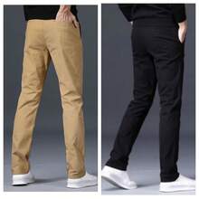 Kit 2 Men's Colored Twill Pants With Built-In Slim Pocket - Preto+Caqui - View 2