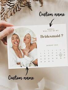 1Pc Custom Bridesmaid Proposal Card, Editable Photo Proposal Card, Will You Be My Bridesmaid, Calendar Template,Bridesmaid Proposal Photo Calendar - Multicolor - View 1