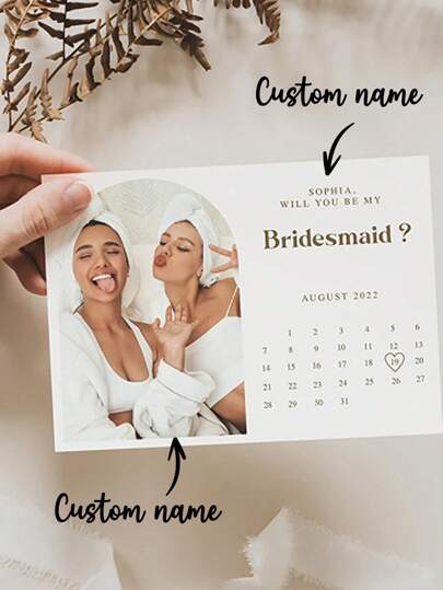 1Pc Custom Bridesmaid Proposal Card, Editable Photo Proposal Card, Will You Be My Bridesmaid, Calendar Template,Bridesmaid Proposal Photo Calendar