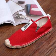 Zapatos de pescador de lona con suela de cuerda para hombre, transpirables, absorben el sudor, resistentes a los olores, sin cordones, tejidos, informales, para playa y vacaciones