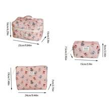 Bolsa de cosméticos de tela suave con estampado de muñeca, estuche con cremallera para maquillaje dulce y lindo para almacenamiento, adecuado para el hogar, viajes y salidas