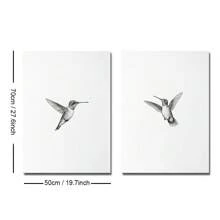 Set de 2 colibri neîncadrat schiță artă poster vintage tipărire canvas minimalistă păsări animale decor abstract de perete pictură retro pentru cămin, apartament, sufragerie, dormitor, decorațiuni moderne pentru casă