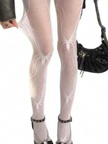 1 Piece Of Women's Lolita Spider Lace Patchwork Transparent Pantyhose, Personalized And Fashionable Long Tube Socks
