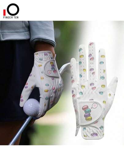 FINGER TEN Women's Golf Gloves Leather Value 1 Pack Left Right Hand Lh Rh, Wet Hot Cool Extra Grip Breathable Comfortable Glove For Ladies Golfer