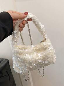1 pieza Bolso de mano pequeño de alta gama con brillo, estilo minimalista para fiesta de noche, adecuado para banquetes y ocasiones