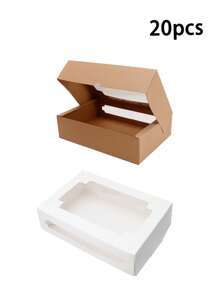 10pcs Clear Window Bakery Boxes For Donuts, Candies, Macarons And Other Snacks, Desserts Gift Box, Suitable For Festivals, Birthdays, Party Favor Boxes Gift Bag Party Kitchen School Supplies Food Bag Food Box Suitable For Candy Chocolate Cookies Etc.