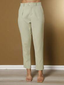 Tailored Set Elegant Set Set Of Palazzo Pants And Blouse - 橄欖綠 - 查看 4