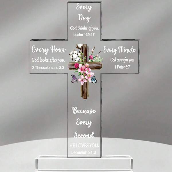 1pc Acrylic Cross - Bible Verses And Prayers, Inspirational Christian Gifts, Religious Decor For Home And Desk, Perfect For Mom, Wife, Friends, Birthday, Anniversary, Thanksgiving, Christmas Present