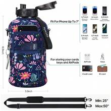 UKEIN Half Gallon Water Bottle With Storage Sleeve, 74oz Large Water Bottle With 2 Lids(Straw Lid And Chug Lid), Big Sports Water Jug For Gym With Strap, Drink Container With Handle - 深藍 - 查看 2