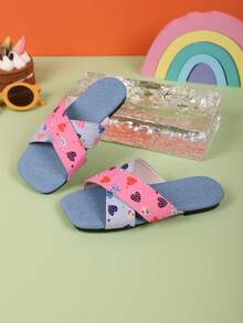 Kids' Fashionable Slip-On Outdoor Slippers, Summer Square Toe Flat Sandals, New Style Girls' Highly Attractive Beach Shoes - Multicolor - View 6