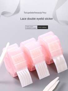1 Roll 360pcs Water-Activated Lace Double Eyelid Tapes, Invisible No Adhesive Lasting Eyelid Fibers Ideal For Makeup,Makeup,Cheap,Room Decor,Vanity,Travel,Bedroom,Makeup Accessories