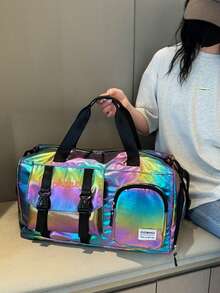 1pc Personalized Glitter Multifunction Travel Bag, Large Capacity Portable Gym Bag, Embroidered Letter Duffel Bag, Foldable Handbag & Carry-On, Yoga Bag, Great Gift For Family, Friends, Boyfriend/Girlfriend, Christmas, Valentine's Day, Mother's Day, Teacher's Day, Nurse's Day, Birthday,All-Purpose,Large Capacity,Versatile,Multifunction,Colorful,Cute,Adorable,Contracted,Funny,Kawaii,Y2K,Minimalist,Commuting,Business Casual,Basics,Custom,Personalized,Unique,Customized,Ideal Gifts For Him,Ideal Gifts For Her,Her,Family,Friends,Girlfriend,For Anniversaries,For Birthdays,For Holiday/ Vacation,For Outdoors/Outings/Travel/Hiking/Stadium/Sports/Climbing,For Business/Commute/Work/Office - Multicolor - View 8