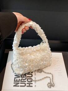 1 pieza Bolso de mano pequeño de alta gama con brillo, estilo minimalista para fiesta de noche, adecuado para banquetes y ocasiones