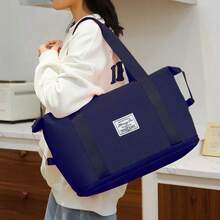 Bolsa de viaje plegable de gran capacidad para mujer, bolso de hombro portátil para ejerciciO, MULTIFUNCIONAL de gran capacidad. - azul real - Ver 3