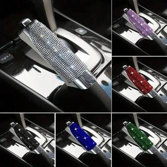 [1pc Bling Crystal Handbrake Cover] Car Handbrake Cover, Bling Crystal Rhinestone Dedicated Side Brake Protective Cover, Car Accessories