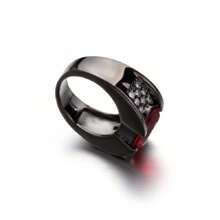 1pc Fashionable Punk Style Red Zirconia Decorated Unisex Ring