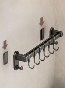 Appendiutensili da cucina, supporto da parete per utensili da cucina, set organizzatore e porta padelle e pentole con gancetti scorrevoli silenziosi, colore nero e grigio, adatto per cucina e ristorante