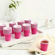 10/20/50/100pcs 2 Oz Pink Wine Glasses, Hot Pink Party Glasses, Singles Party, Birthday Party Glasses, Jelly Wine, Shower, Hot Pink Party Gifts, Pink Party, Party Wine Glasses, Graduation Ceremony Glasses