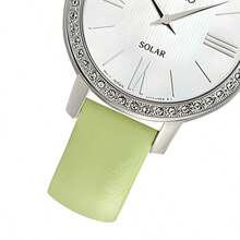 Seiko SUP463P1 Ladies Watch - White Mother Of Pearl Dial Green Leather Strap Quartz - White - View 2