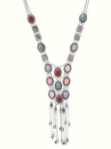 Bohemian Style Long Necklace With Fashionable Tassel Pendant, Multi-Layered Body Chain