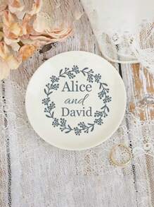 1/2/5Pcs Personalized Name Ceramic Ring Plates, Custom Jewelry Boxes, Customized Engagement Gifts, Customizable First Marriage Ring Plates, Bride And Groom Gifts, Bride Proposal Gifts, Bride Showers, Anniversary Gifts, Personalized Ring Plates