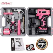Hi-Spec 30pc Pink Tool Set Box With 12V Cordl Drill And Electric Screwdriver Ladies DIY Hand Tools Kit For Home Repairs And Maintenance With Accories - As Pic - View 7