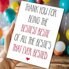 1pc, Fun Friendship Greeting Card, (With Envelope) Quality Paper, Warm Words Design Plus Heart Embellishment Design. Suitable For Any Occasion, Best Greeting Card For Friends (12cm/4.7inx17cm/6.7in)