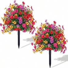 1pc Artificial Straight Plug Plant Flowers With Ground Spikes For Outdoor Spring Summer Decoration, Artificial Silk Daisy Eucalyptus Flowers Look Real, UV Resistant Porch Home Indoor Terrace Balcony Yard Decoration Simulation Tree,Fall Decor,Autumn