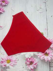 Set de 4 bragas tipo bikini de algodón con encaje y punto de canalé, transpirable