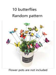 10 pezzi Picchetti decorativi da giardino - Comprende picchetti finti 3D a forma di farfalla, coleottero rosso, coccinella, decorazioni da giardino per esterni, arte da giardino, picchetti da terra a forma di farfalla e coccinella per giardino, prato, sentiero, decorazione di vasi