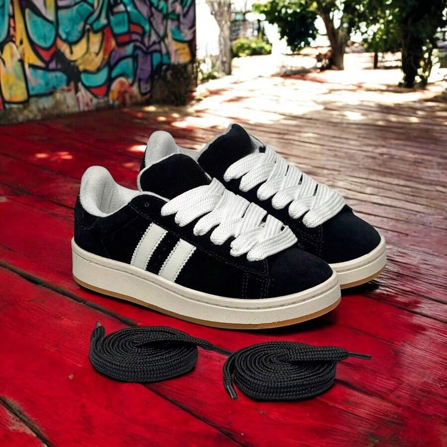 Women's Casual Tennis Shoes Men's Comfortable Padded Campus Gym Promotion - 黑色 白色 - 查看 1
