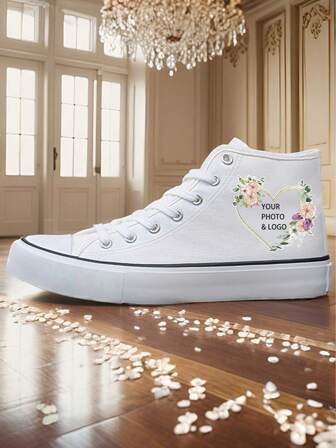 Customizable DIY Unisex Mid-Top Canvas Shoes, Simple Design For Outdoor Sports, Rubber Sole, All-Season Sneakers