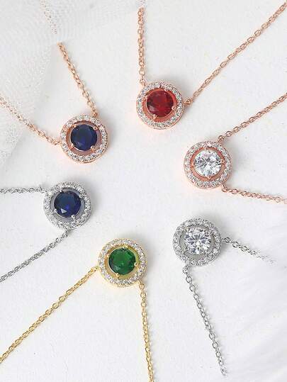 1 chiếc vòng cổ hình học thanh lịch bằng bạc Sterling 925 Zirconia Vòng cổ đơn giản cho nữ Quà tặng kỷ niệm tuyệt đẹp cho bạn gái