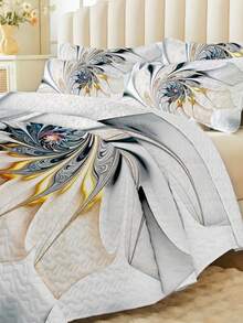 2/3pcs Bedding Set (1 Comforter + 1/2 Pillowcase), Digital Geometric Floral Print, Soft & Comfortable, Fashionable & Fresh, Suitable For Hotel, Bedroom, Dorm, All Seasons - White - View 3
