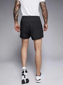 Shorts Esportivos Casuais Masculinos com Cordão na Cintura, Cor Sólida, para Uso Externo