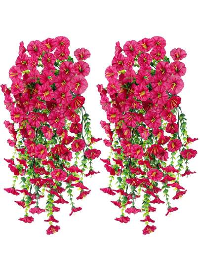 10/6/4/2/1 件人造悬挂花，紫红色旋花，适用于婚礼、家居、办公室、花园装饰，带桉树叶的人造花，抗紫外线逼真悬挂植物，适用于秋季装饰、感恩节装饰、婚礼拱门、墙壁、花园、卧室、户外、办公室、派对装饰